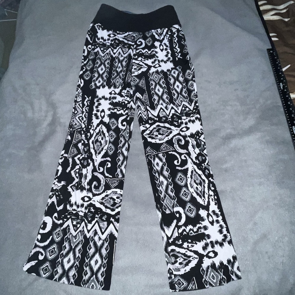QVC Women with‎ Control Black & White Flair Pants By Renee Greenstein Size XS